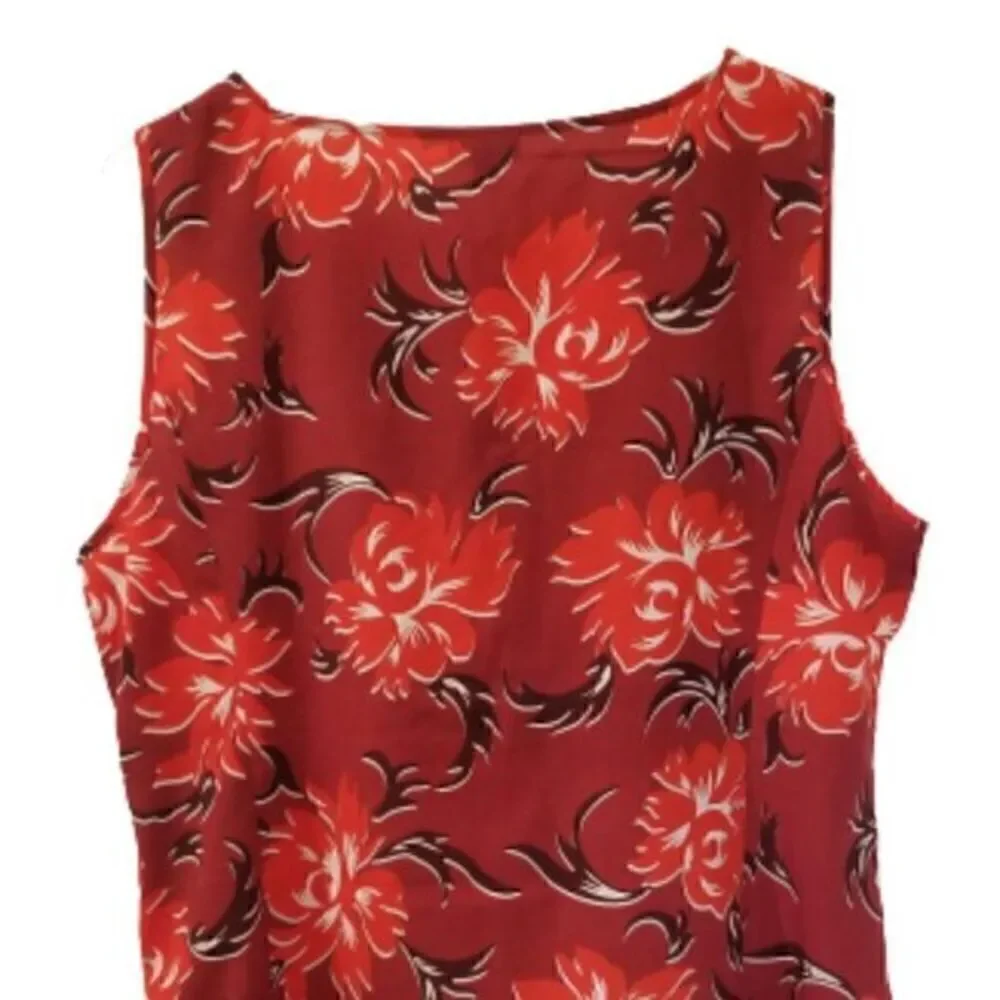 TALBOTS Sleeveless Floral Printed Faux Wrap Blouse